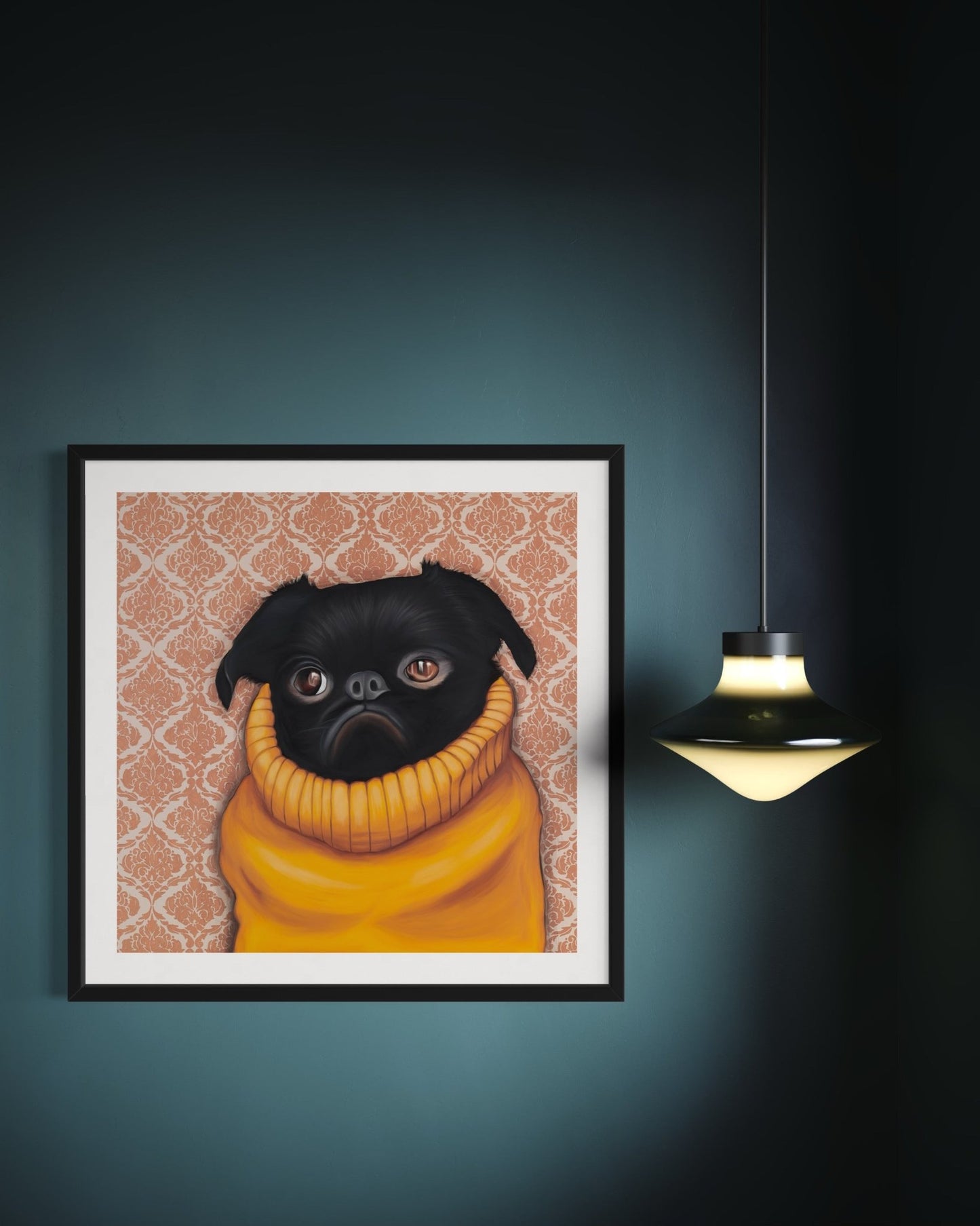 Turtleneck Griffon - Innrammet i 40x40 cm