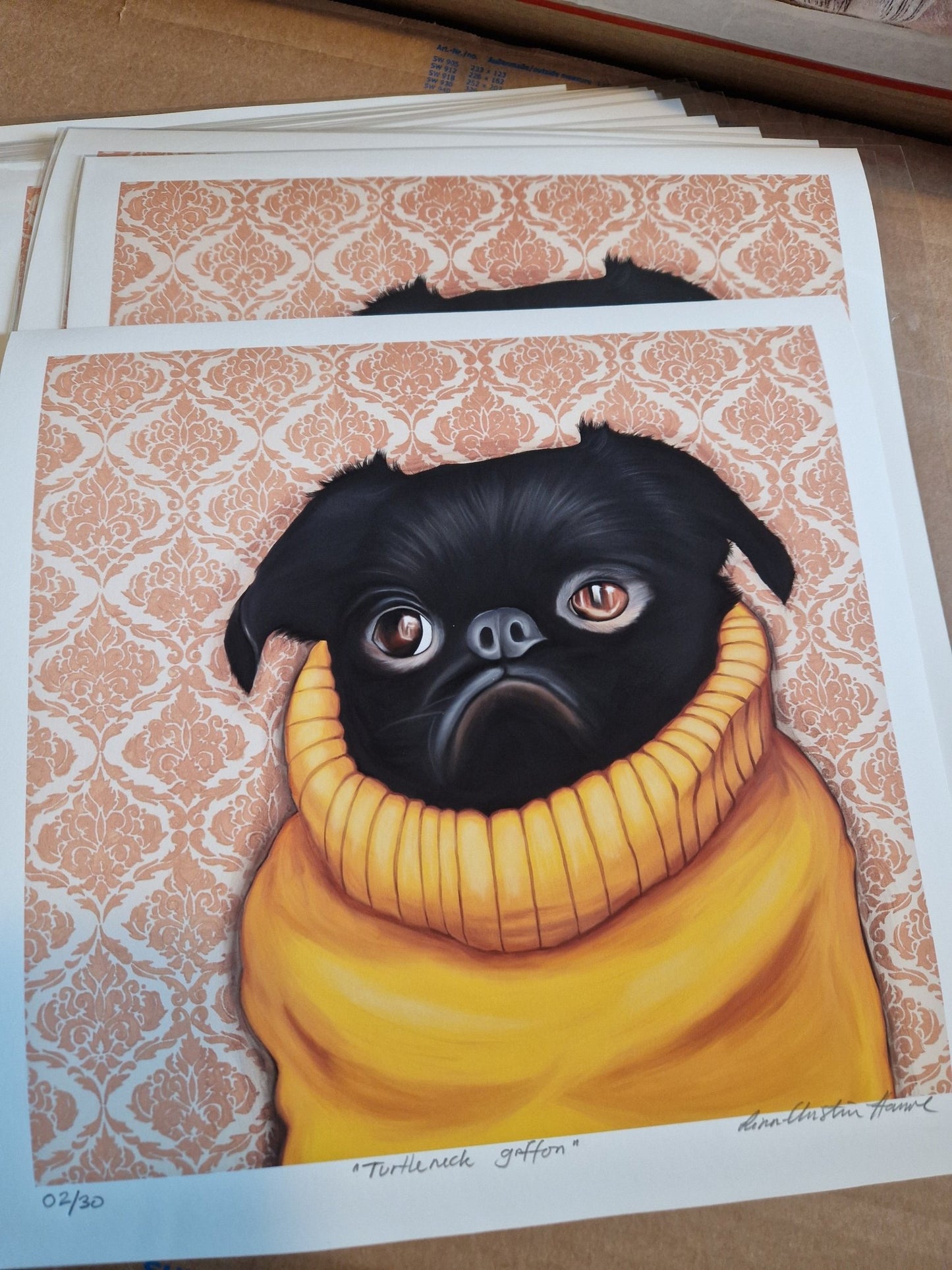 Turtleneck Griffon - Innrammet i 40x40 cm