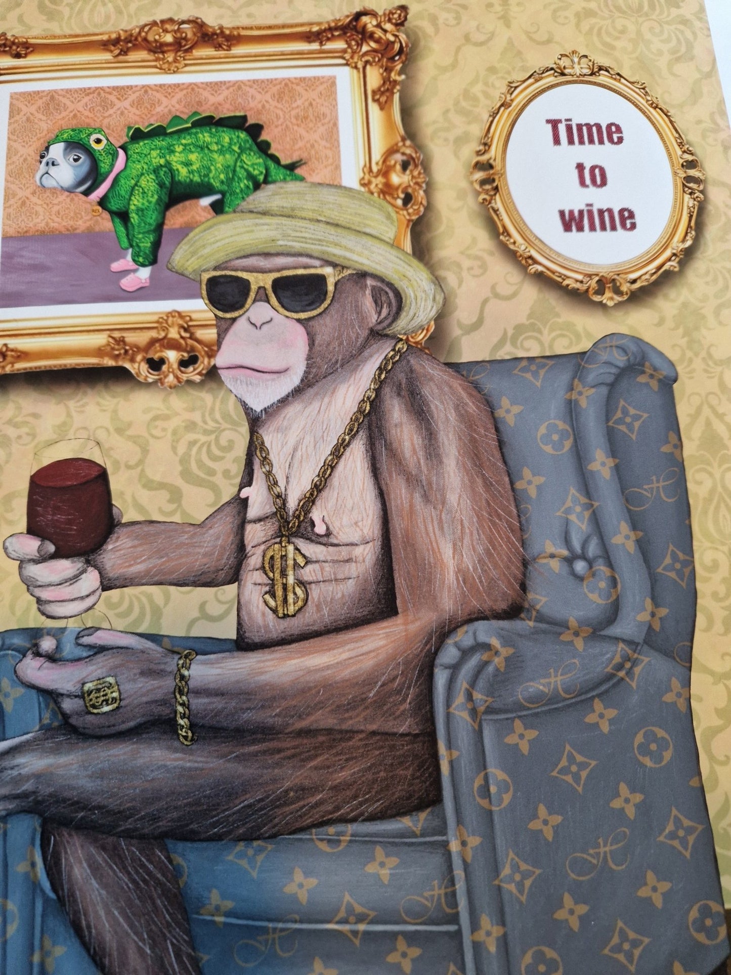 Time to wine in glam - Innrammet i enkel sort 40x50 cm