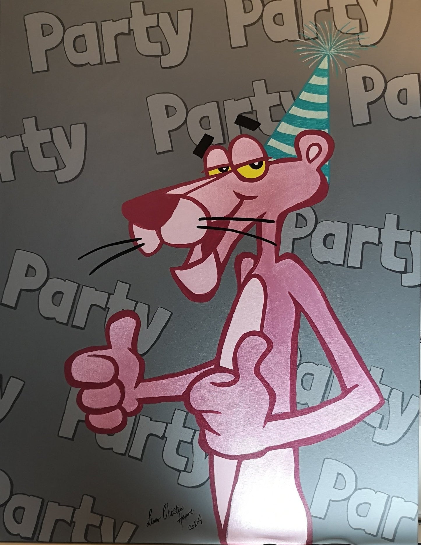 Original Pink panther på canvas (69x89 cm)