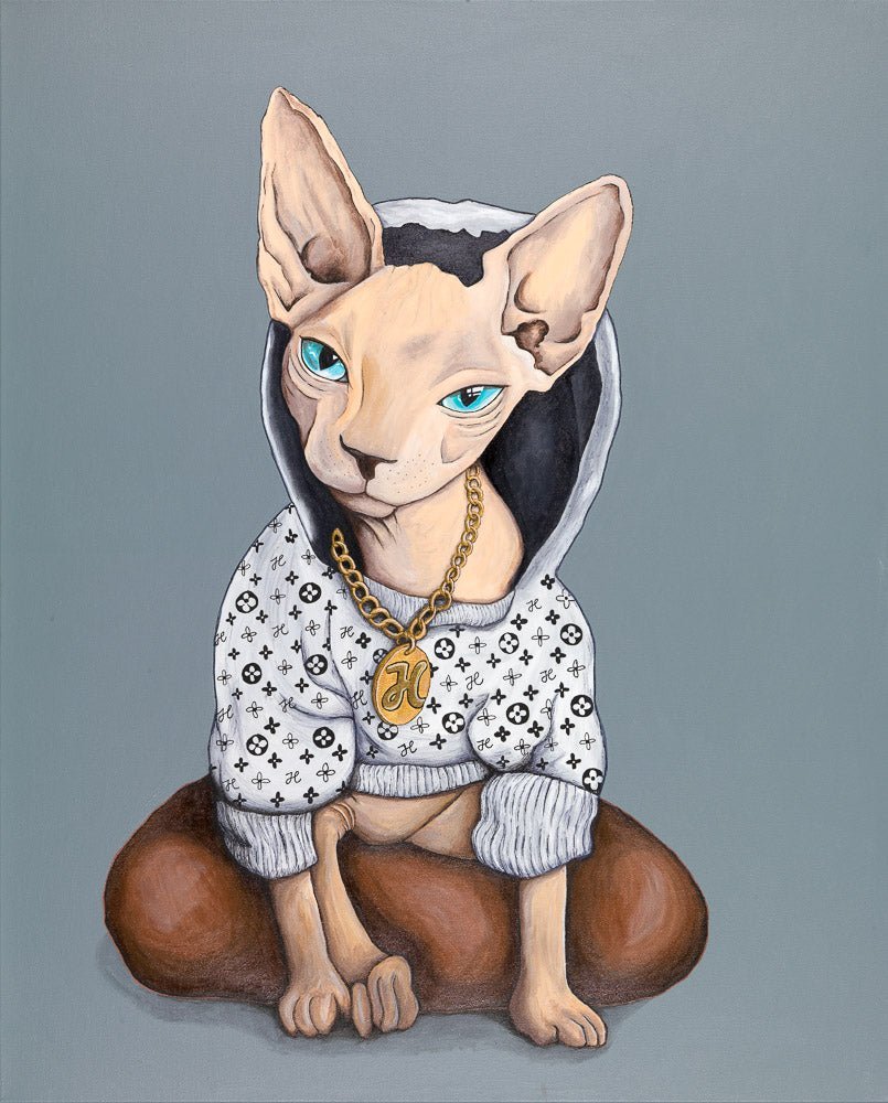 Originalt maleri "Gangsta sphynx cat"