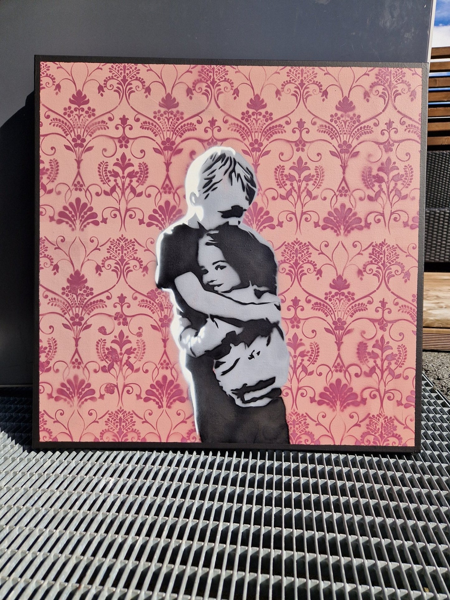 The Siblings" 80x80 cm original on deep edge canvas