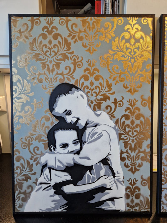 Originalt "Brothers" (Gold/lys grønn) 50x70cm lærret